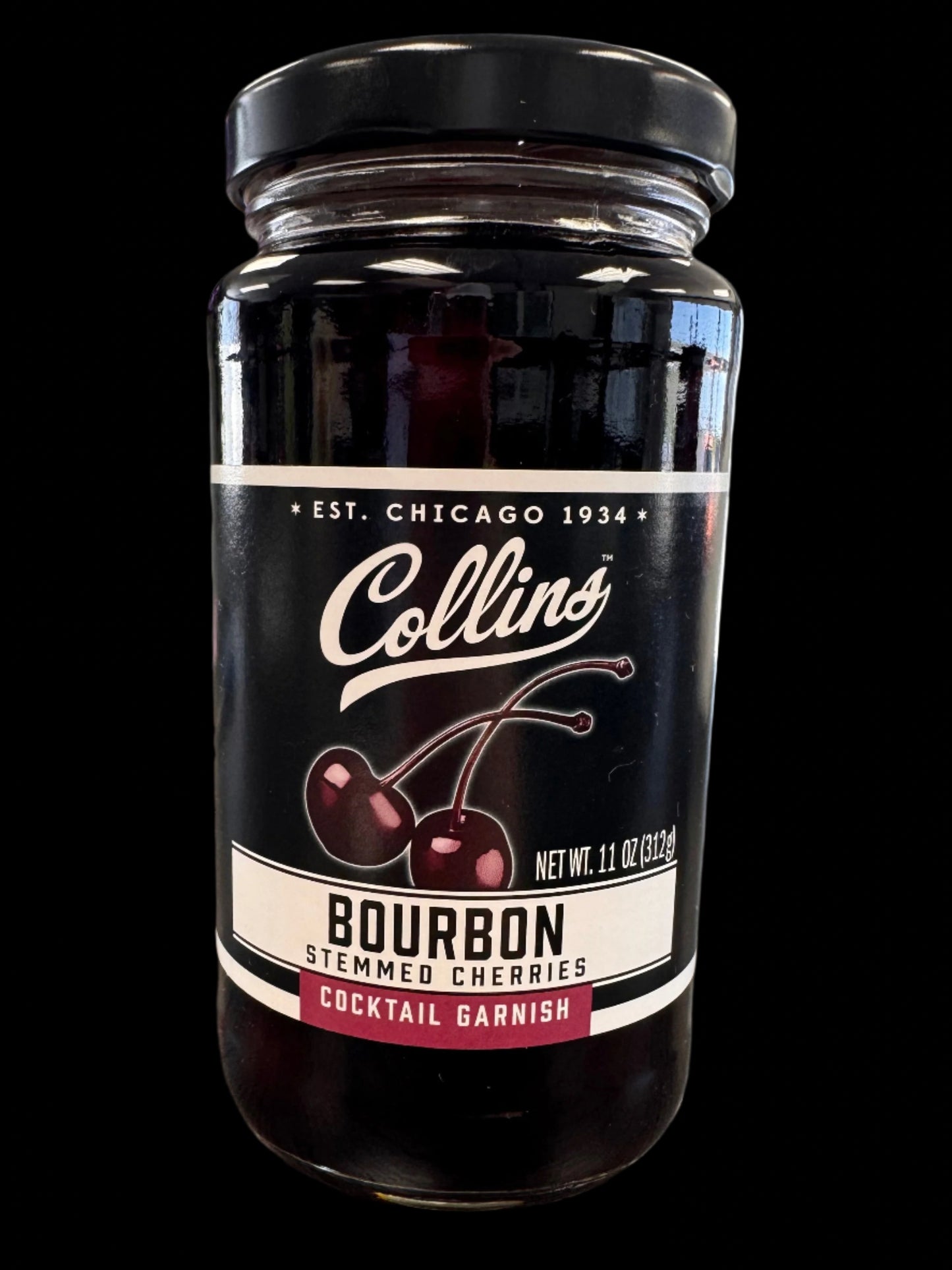 Collins Bourbon Stemmed Cherries 11.2oz Jar