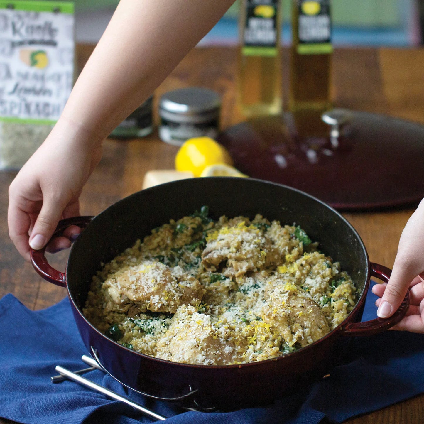 Olivelle Asiago Lemon Spinach Risotto