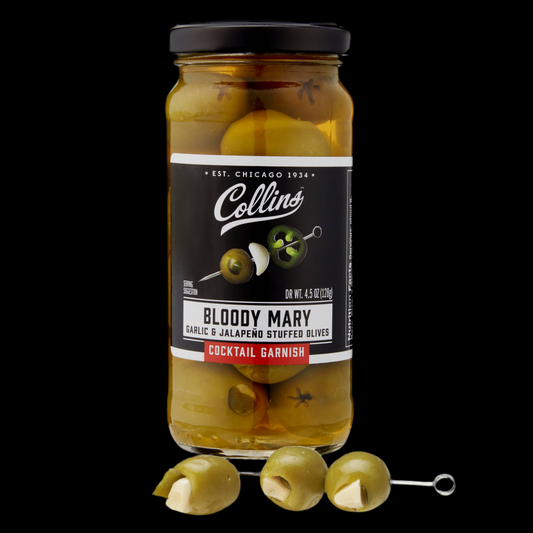 Collin’s Jalapeno & Garlic Stuffed Cocktail Olives 4.5oz