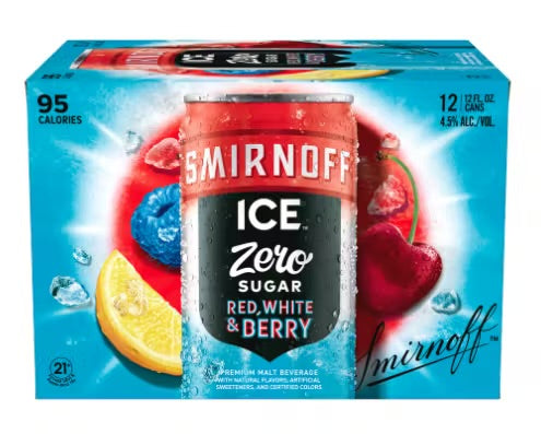 Smirnoff Zero Sugar Red, White, & Berry 12oz Cans (12pk)