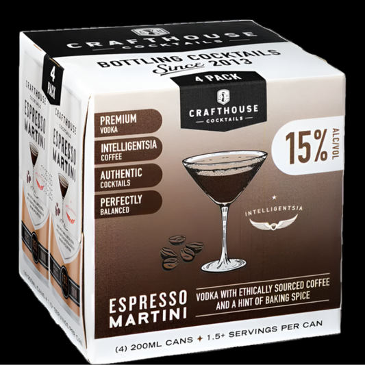 Crafthouse Cocktails Espresso Martini 200mL Cans (4pk)