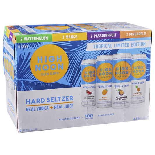 High Noon Sun Sips Vodka Seltzer Tropical Variety Pack 12oz Cans (8pk)