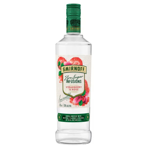 Smirnoff Zero Sugar Infusions Strawberry & Rose Vodka 750mL